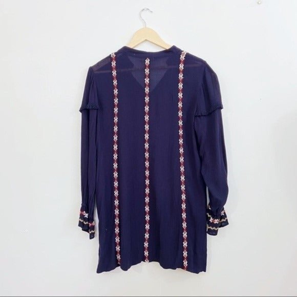 Tularosa X Revolve Arabella Navy Embroidered Elastic Cuffs Tunic Dress XS - Picture 7 of 12